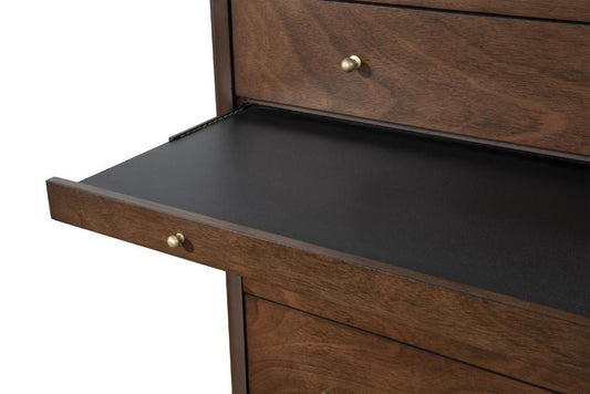 Alpine Furniture - Flynn Mid Century Modern 4 Drawer Multifunction Chest w/Pull Out Tray, Walnut - 966WAL-05 veiw 2