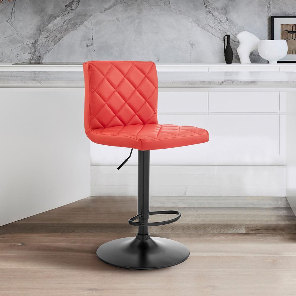 Armen Living - Duval Adjustable Red Faux Leather Swivel Bar Stool - LCDUBABLRED veiw 8