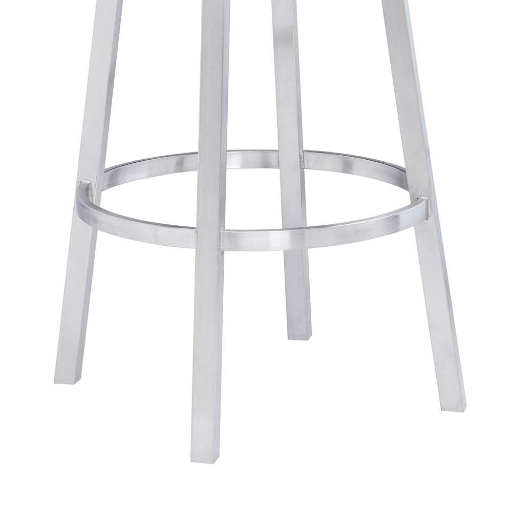 Armen Living - Titana 26in Counter Height Swivel Grey Faux Leather and Brushed Stainless Steel Bar Stool - 840254335073 veiw 6
