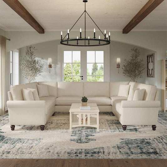 Bush Furniture - Coventry 125W U Shaped Sectional Couch in Cream Herringbone - CVY123BCRH-03K veiw 2