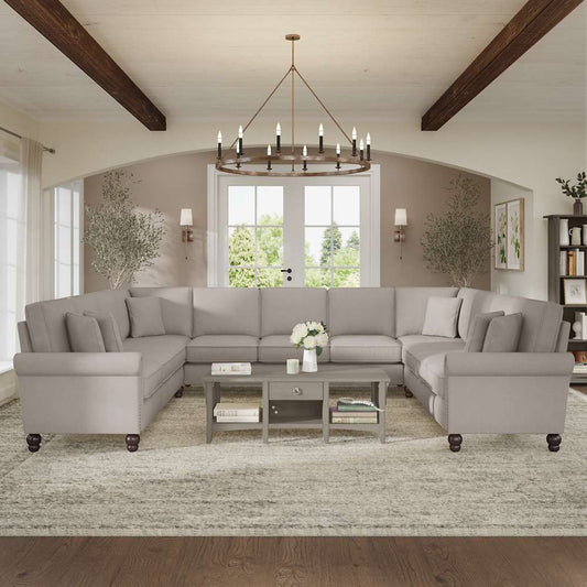 Bush Furniture - Coventry 137W U Shaped Sectional Couch in Beige Herringbone - CVY135BBGH-03K veiw 2