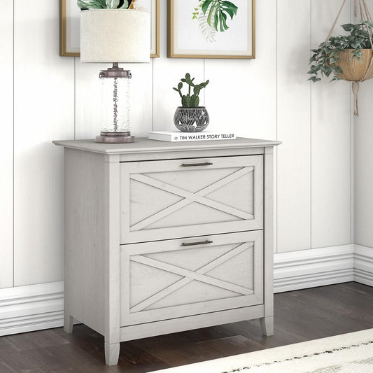 Bush Furniture - Key West 2 Drawer Lateral File Cabinet in Linen White Oak - KWF130LW-03 veiw 2