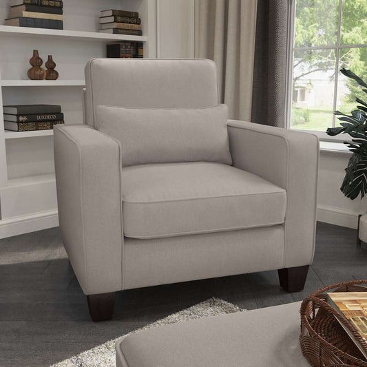 Bush Furniture - Stockton Accent Chair with Arms in Beige Herringbone - SNK36SBGH-03 veiw 2