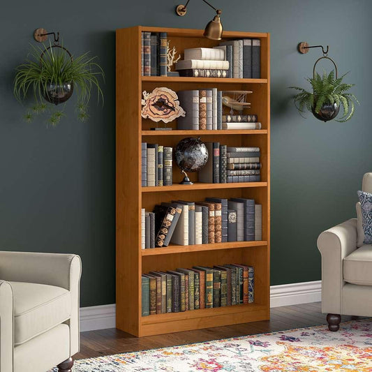 Bush Furniture - Universal 5 Shelf Bookcase in Natural Cherry - WL12467 veiw 2