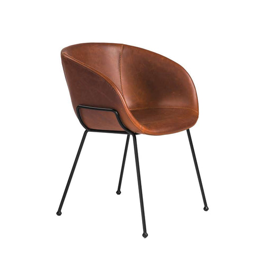 Euro Style - Zach Armchair with Dark Brown Leatherette with Matte Black Legs (Set of 2) - 30488DKBRN veiw 2