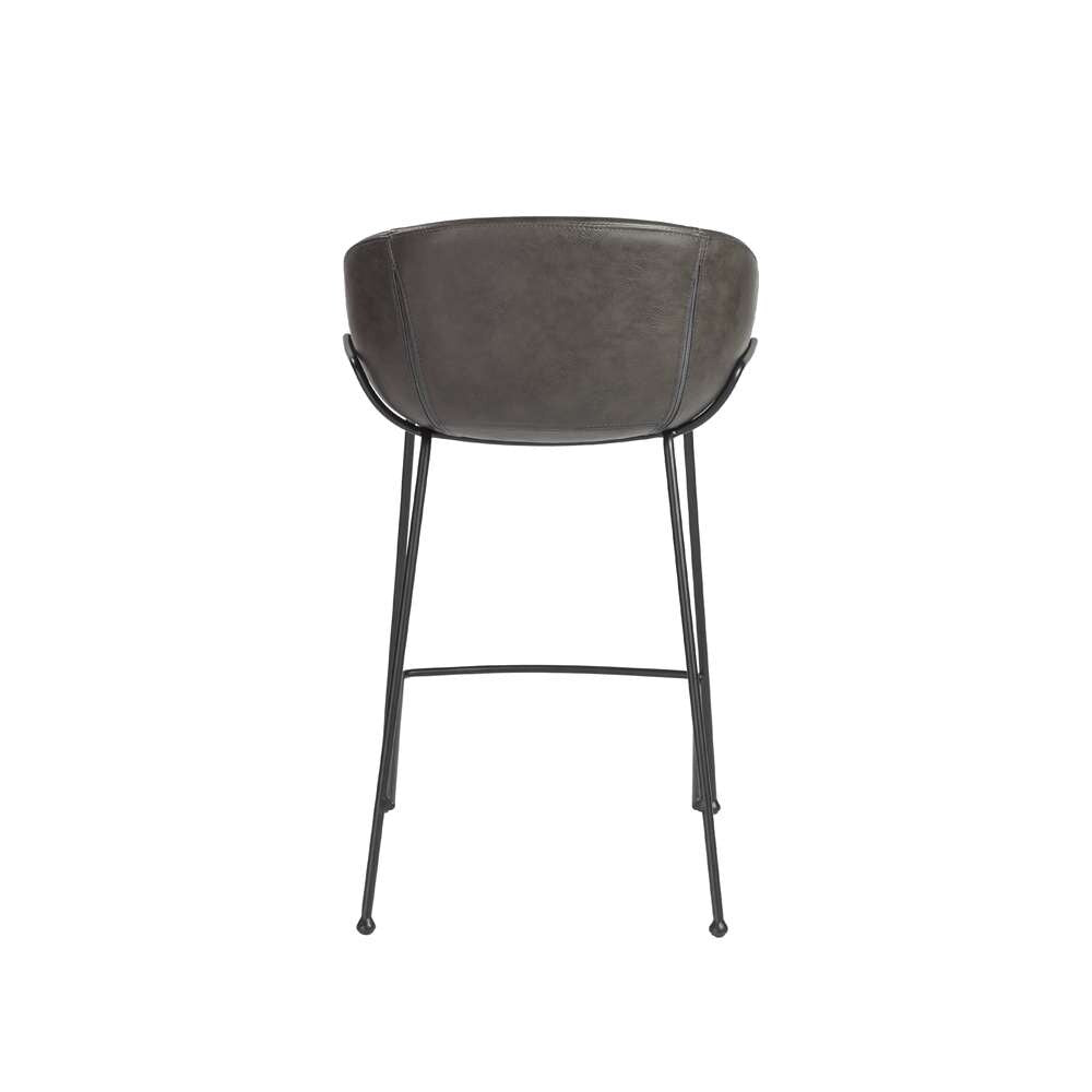 Euro Style - Zach Counter Stool with Dark Gray Leatherette and Matte Black Legs (Set of 2) - 30491DKGRY veiw 5