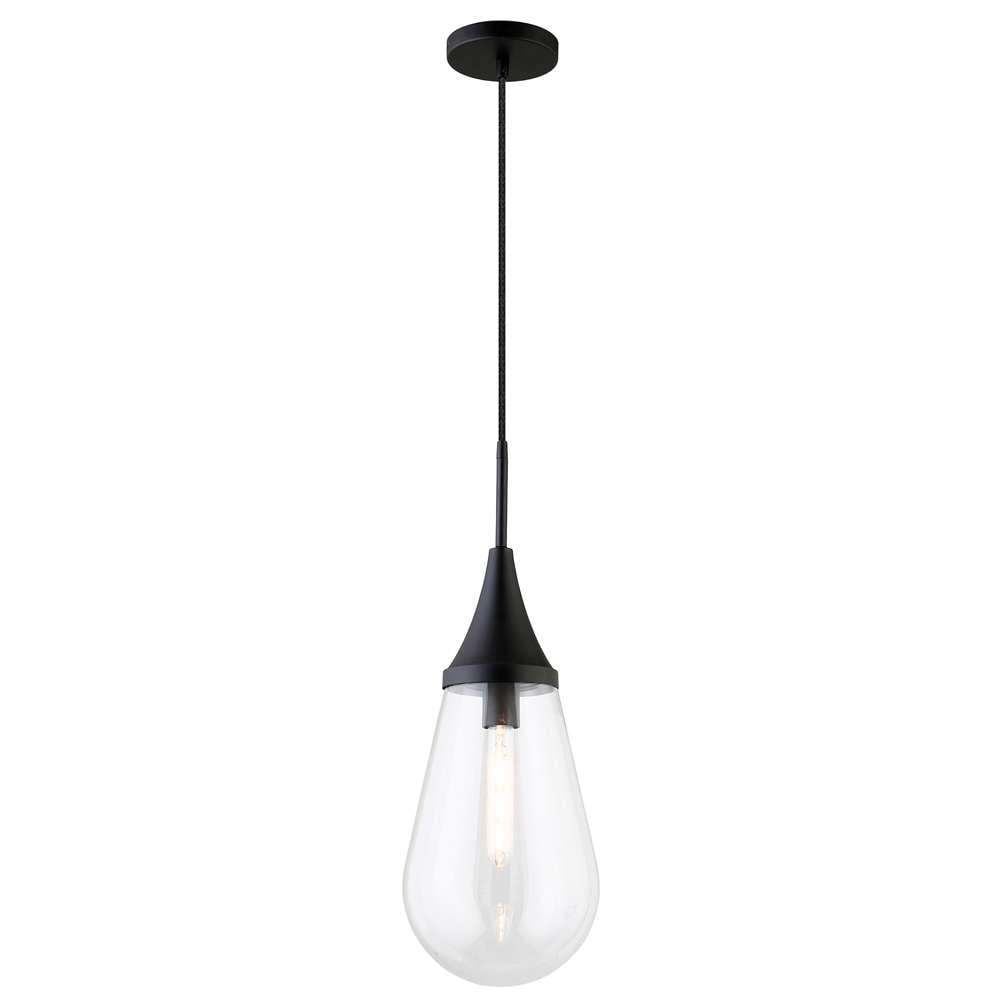 Hudson & Canal - Ambrose 8.63in Wide Pendant with Glass Shade in Blackened Bronze/Clear - PD1471 veiw 3
