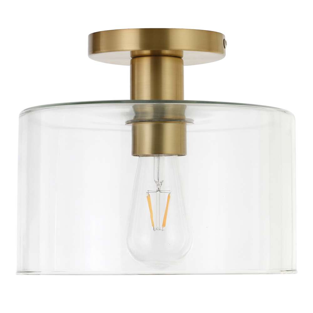 Hudson & Canal - Henri 10in Wide Semi Flush Mount with Glass Shade in Brass/Clear - SF0806 veiw 3