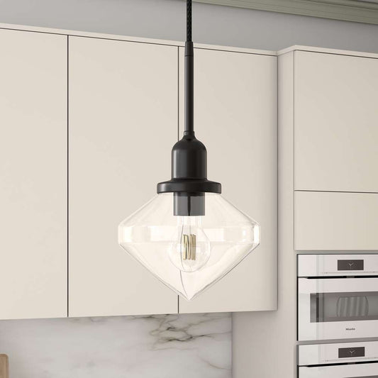 Hudson & Canal - Zariza 8in Wide Pendant with Glass Shade in Blackened Bronze/Clear - PD0610 veiw 2