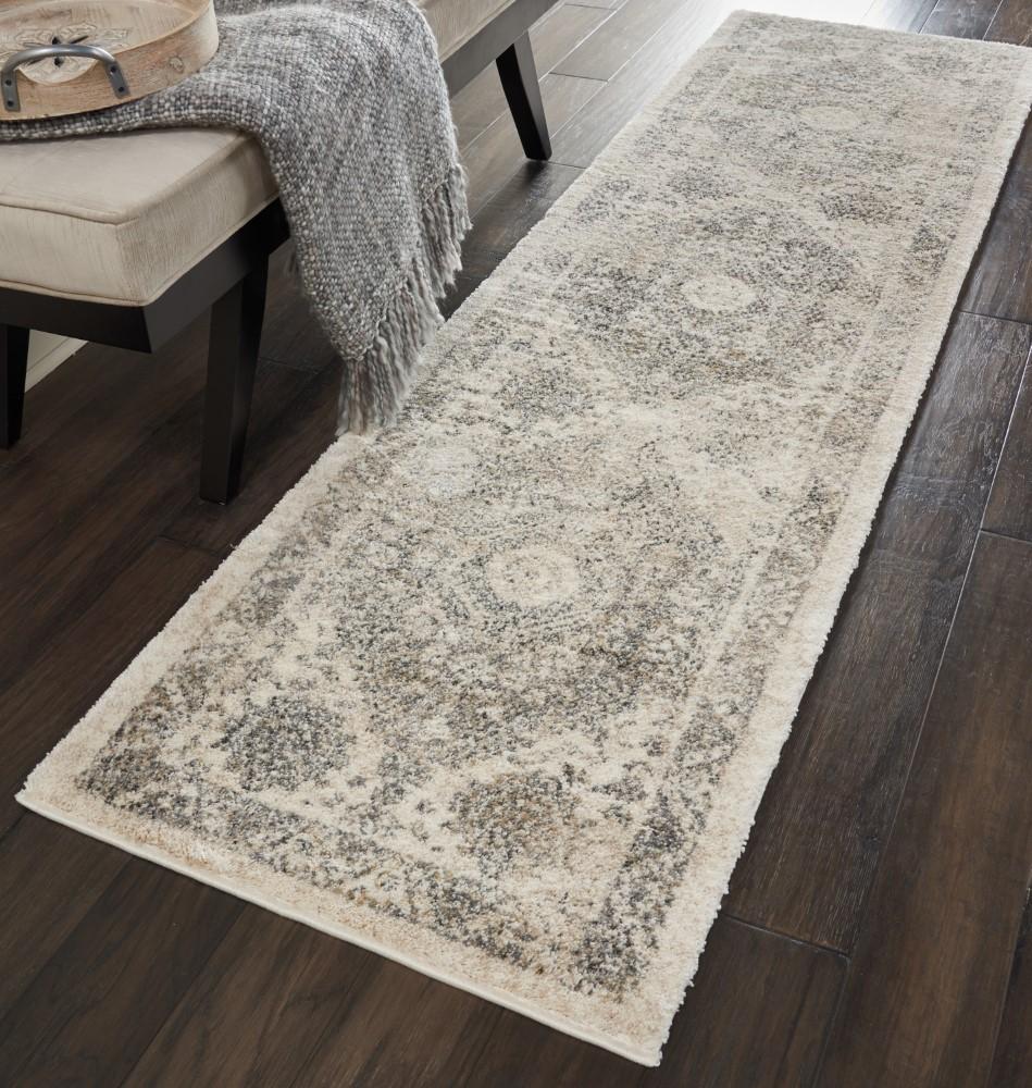 Nourison - Fusion FSS11 Cream and Bone 22in x 76in Plush Shag Hallway Rug - FSS11-99446317100 veiw 2