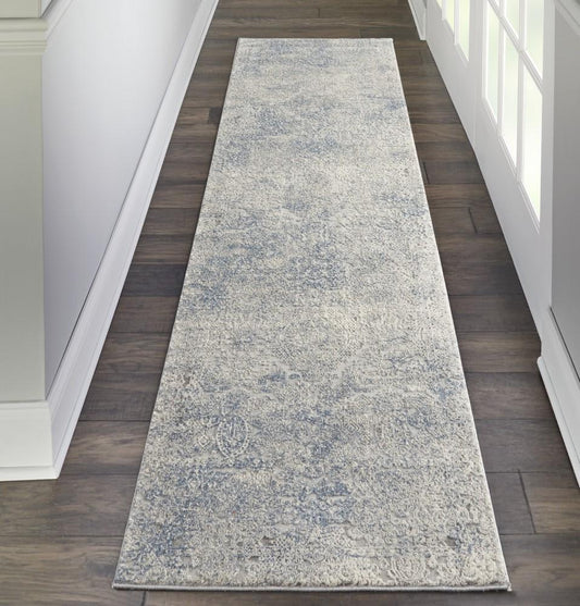 Nourison - Rustic Textures RUS09 Ivory and Slate Blue 22in x 76in Hallway Rug - RUS09-99446496409 veiw 2