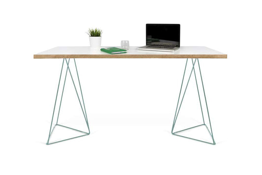 TEMAHOME - Flow Desk in Pure White & Plywood / Sea Green Lacquered Steel - 9500053238 veiw 2