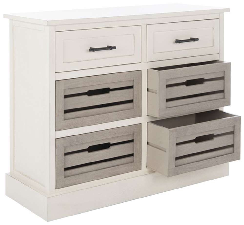 Safavieh - Briar 6Drw Storage Unit - Distrssed White - Greige - STG5701A veiw 4