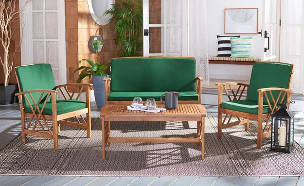 Safavieh - Fontana 4 Pc Outdoor Set - Natural - Green - PAT7008N veiw 4