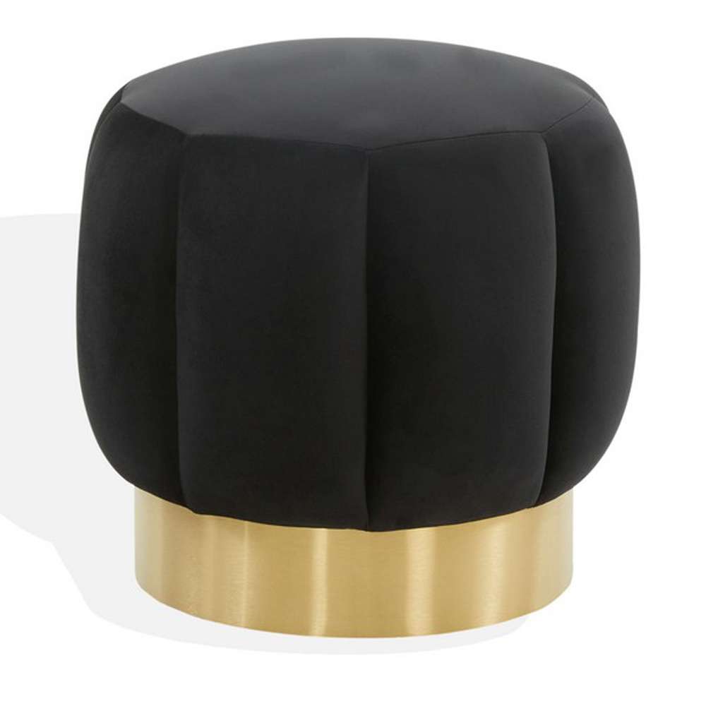 Safavieh - Maxine Channel Tufted Ottoman - Black - Gold - SFV4707P veiw 2