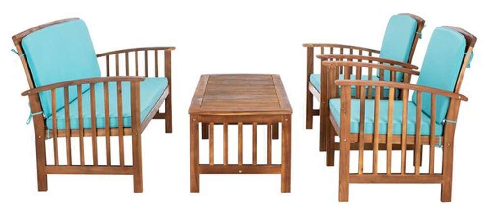 Safavieh - Rocklin 4 Pc Outdoor Set - Natural - Aqua - PAT7007Q veiw 3