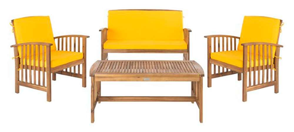 Safavieh - Rocklin 4 Pc Outdoor Set - Natural - Ylw + Solid P - PAT7007D veiw 1