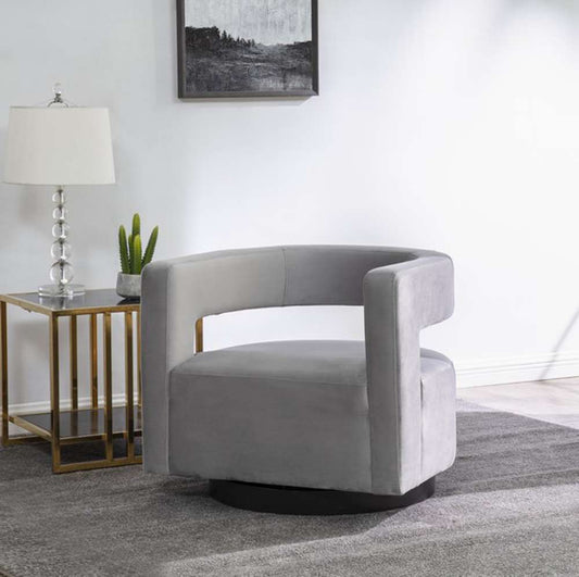 Safavieh - Edgar Velvet Swivel Chair - Light Grey - SFV4764B veiw 2