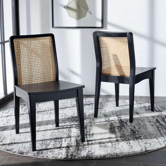 Safavieh - Benicio Rattan Dining Chair - Black - Natural (Set of 2) - DCH1005C-SET2 veiw 2