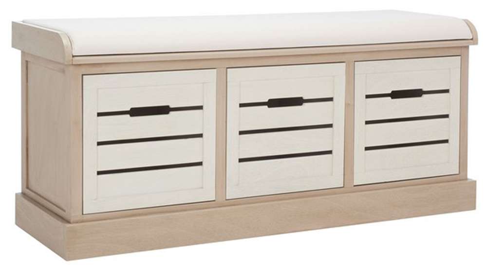 Safavieh - Briar 3Drw/Cush Storage Bench - Sand - Distressed White - BCH5700B veiw 4
