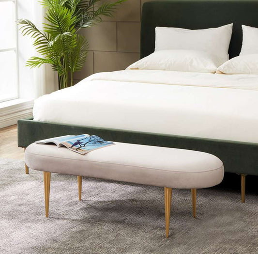 Safavieh - Corinne Oval Bench - Pale Taupe - Gold - SFV4704D veiw 2
