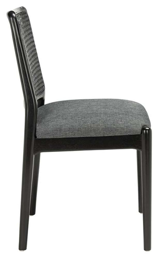 Safavieh - Reinhardt Rattan Dining Chair - Black - Grey (Set of 2) - DCH8800C-SET2 veiw 2