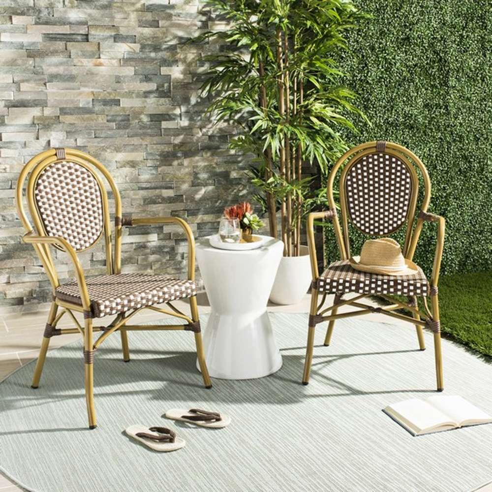 Safavieh - Rosen Arm Chair - Brown - White (Set of 2) - PAT4014C-SET2 veiw 1