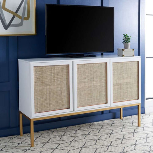 Safavieh - Zadie 2 Shelf Rattan Sideboard - White - Gold - MED5010B veiw 2