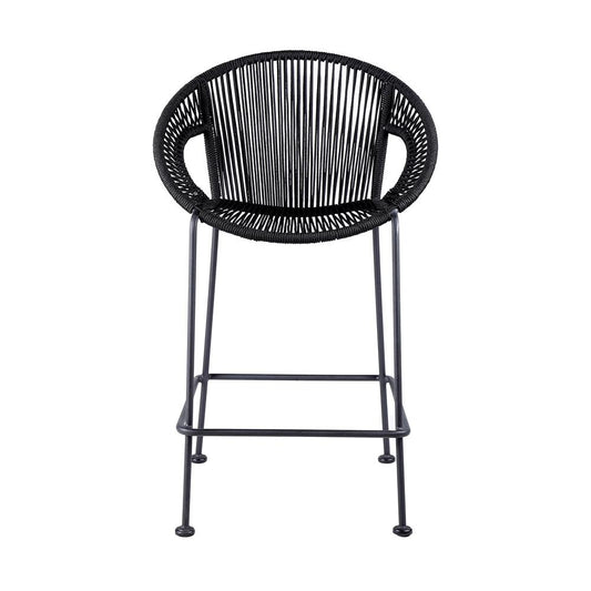 Armen Living - Acapulco 26in Indoor Outdoor Steel Bar Stool with Grey Rope - LCACBAGR26 veiw 2