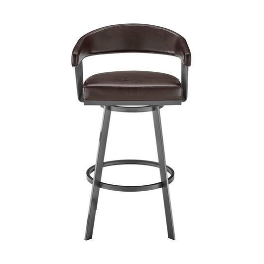 Armen Living - Chelsea 30in Bar Height Swivel Bar Stool in Java Brown Finish and Chocolate Faux Leather - LCCSBAJVCHO30 veiw 2