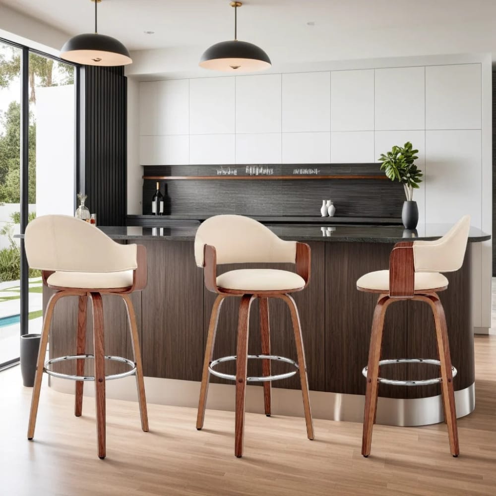 Armen Living - Daxton 30in Cream Faux Leather and Walnut Wood Bar Stool - LCDXBAWACR30 view 11