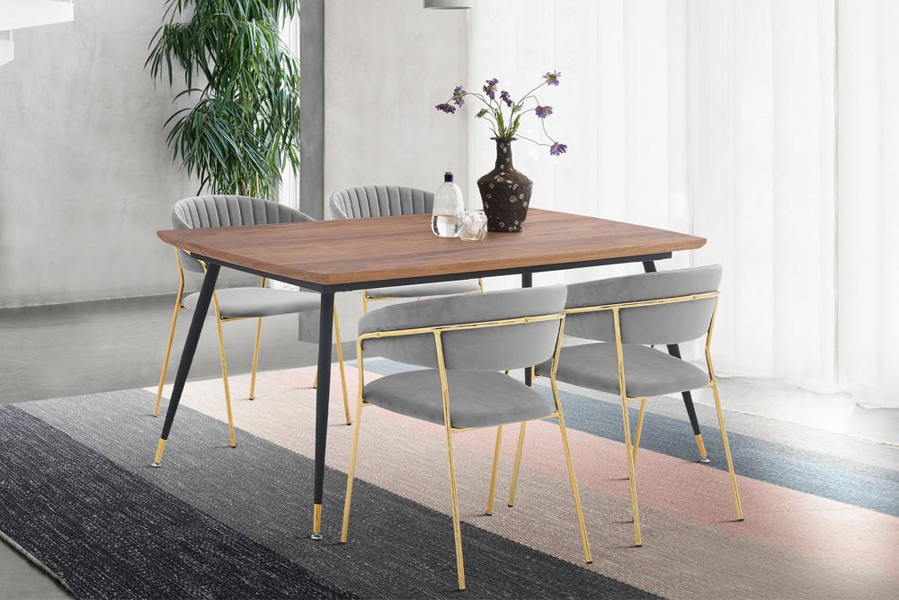 Armen Living - Messina and Nara Gray Velvet 5 Piece Rectangular Dining Set - SETMSDIGRY5F veiw 8