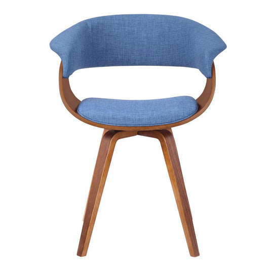 Armen Living - Summer Mid-Century Chair in Blue Fabric with Walnut Wood Finish - LCSUCHBLUE veiw 2