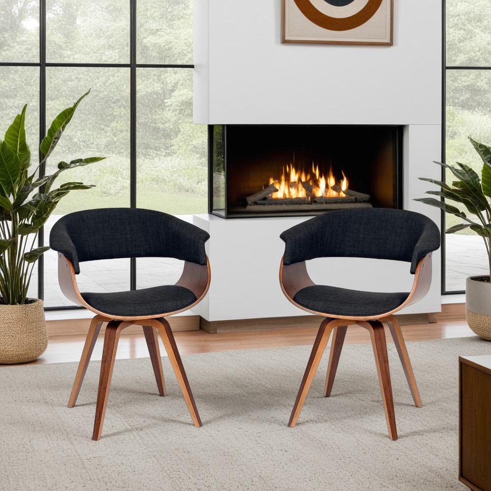 Armen Living - Summer Modern Chair In Charcoal Fabric and Walnut Wood - LCSUCHWACH veiw 4