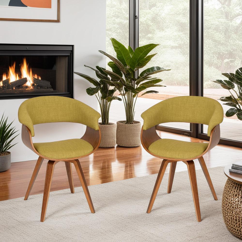 Armen Living - Summer Modern Chair In Green Fabric and Walnut Wood - LCSUCHWAGR veiw 4