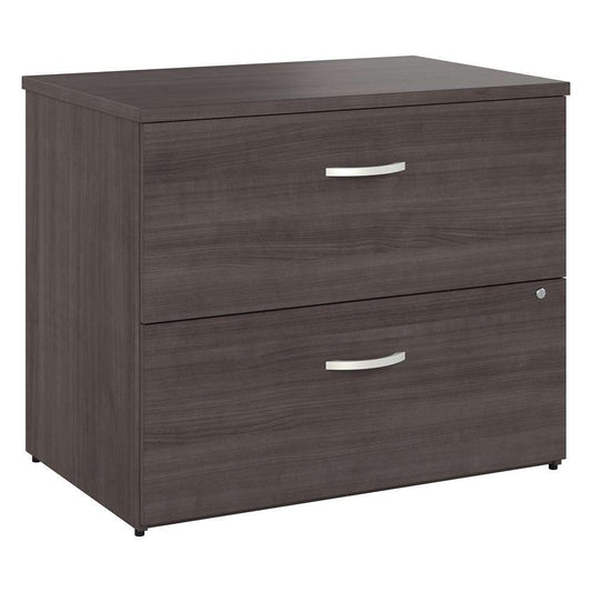 Bush Furniture - Hybrid 2 Drawer Lateral File Cabinet in Storm Gray - Assembled - HYF136SGSU-Z veiw 2