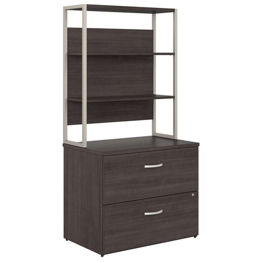 Bush Furniture - Hybrid 2 Drawer Lateral File Cabinet with Shelves in Storm Gray - HYB018SGSU veiw 2