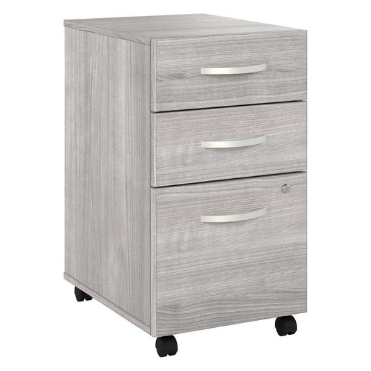Bush Furniture - Hybrid 3 Drawer Mobile File Cabinet in Platinum Gray - Assembled - HYF216PGSU-Z veiw 2