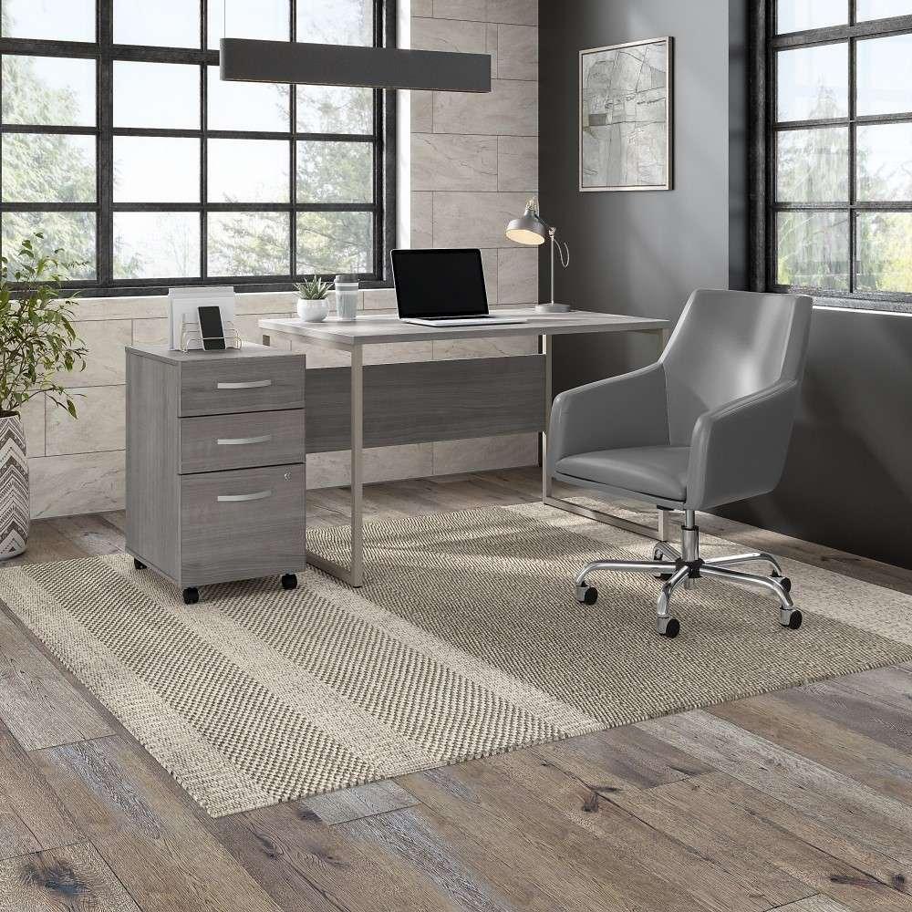 Bush Furniture - Hybrid 3 Drawer Mobile File Cabinet in Platinum Gray - Assembled - HYF216PGSU-Z veiw 8