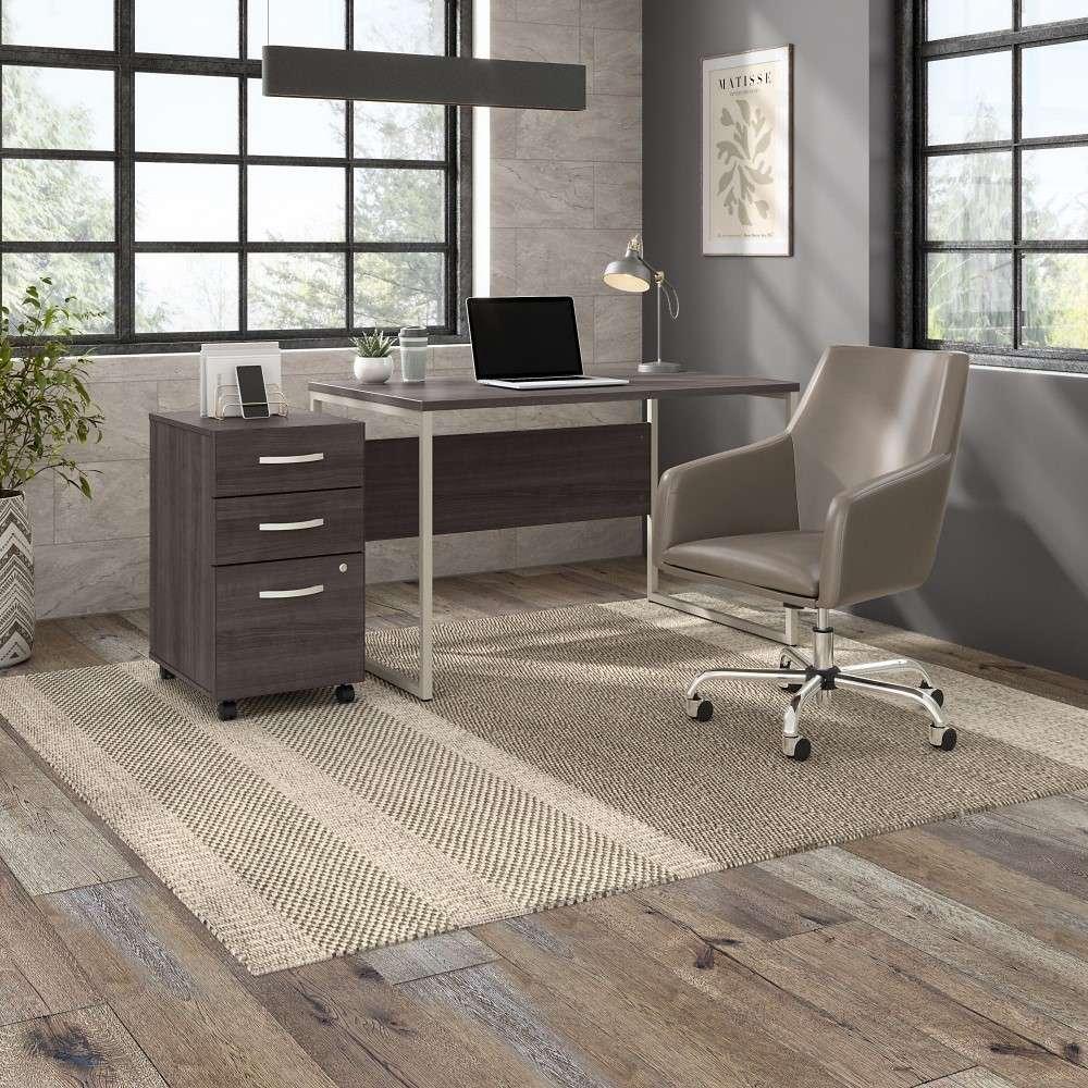 Bush Furniture - Hybrid 3 Drawer Mobile File Cabinet in Storm Gray - Assembled - HYF216SGSU-Z veiw 8