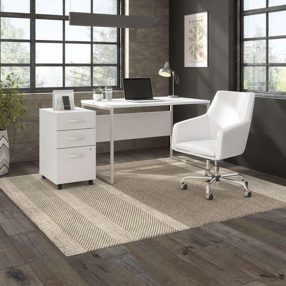 Bush Furniture - Hybrid 3 Drawer Mobile File Cabinet in White - Assembled - HYF216WHSU-Z veiw 8
