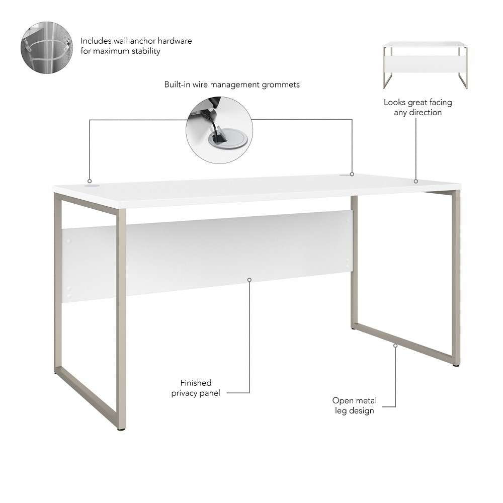 Bush Furniture - Hybrid 60W x 30D Computer Table Desk with Metal Legs in Platinum Gray - HYD360PG veiw 8