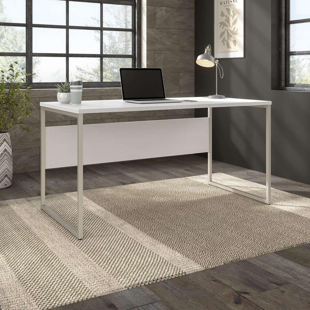Bush Furniture - Hybrid 60W x 30D Computer Table Desk with Metal Legs in White - HYD360WH veiw 1