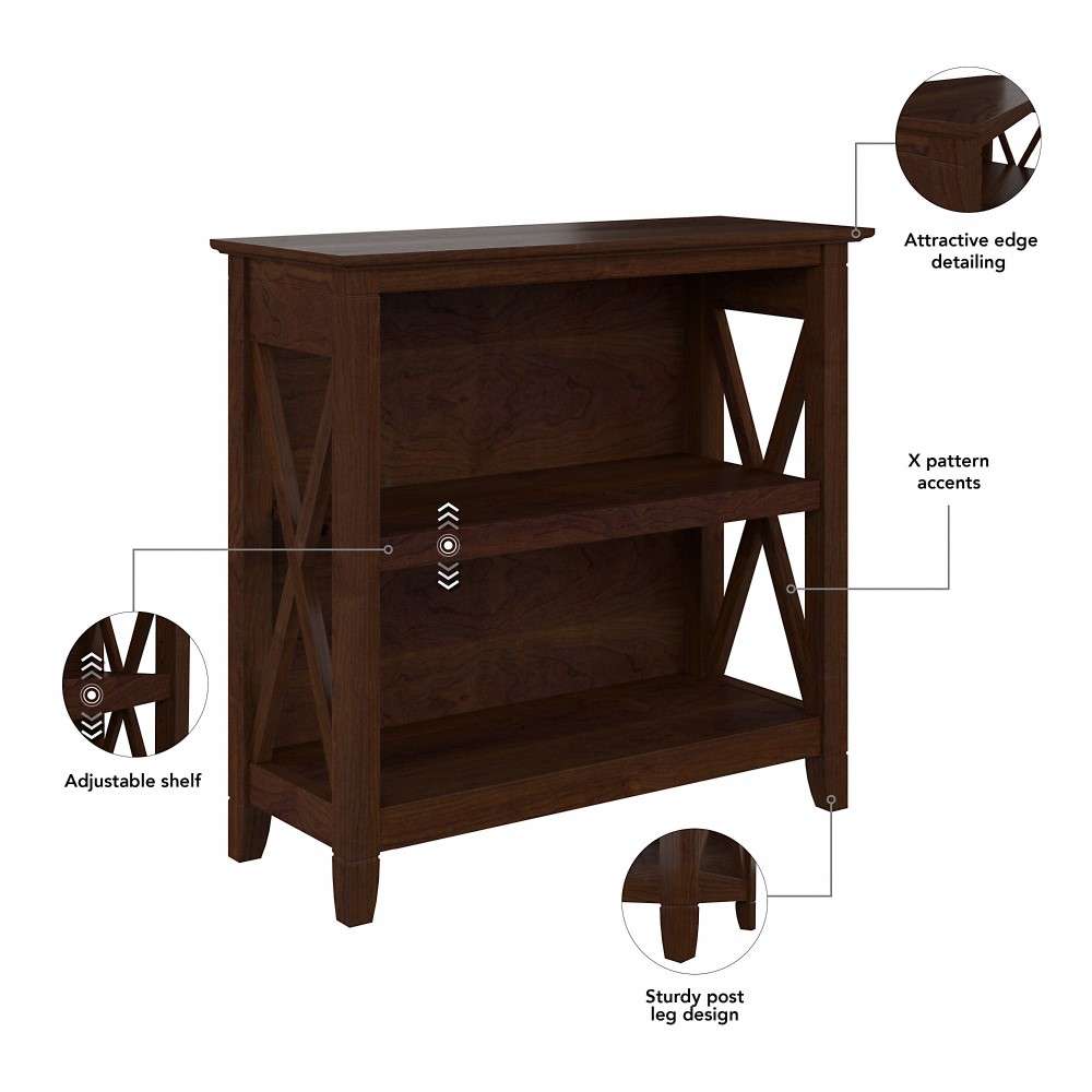 Bush Furniture - Key West Small 2 Shelf Bookcase in Bing Cherry - KWB124BC-03 veiw 6