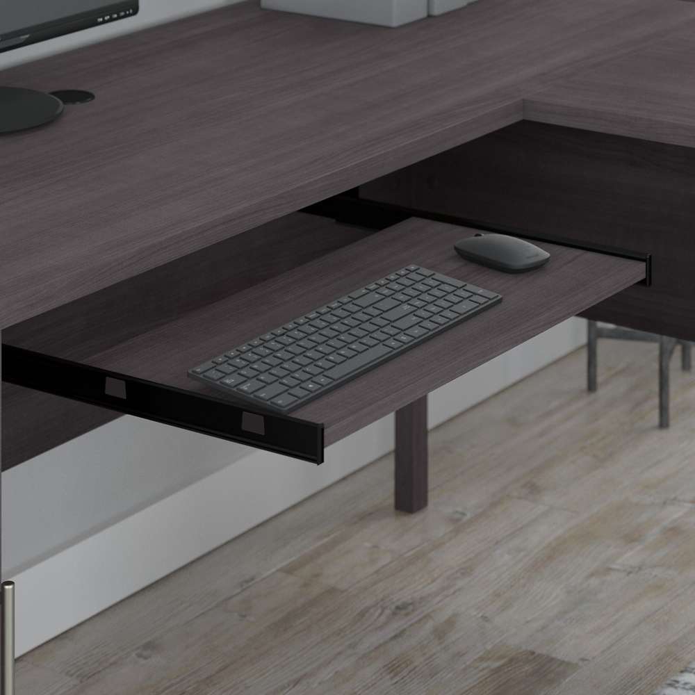 Bush Furniture - Somerset 60W L Shaped Desk with Hutch and 5 Shelf Bookcase in Storm Gray - SET010SG veiw 5