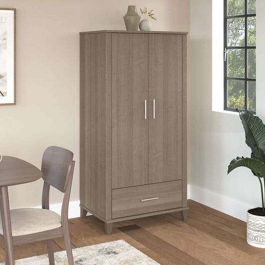 Bush Furniture - Somerset Tall Kitchen Pantry Cabinet with Doors and Drawer in Ash Gray - STS166AGK-Z veiw 2