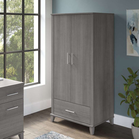 Bush Furniture - Somerset Tall Storage Cabinet with Doors and Drawer in Platinum Gray - STS166PGK-Z2 veiw 2