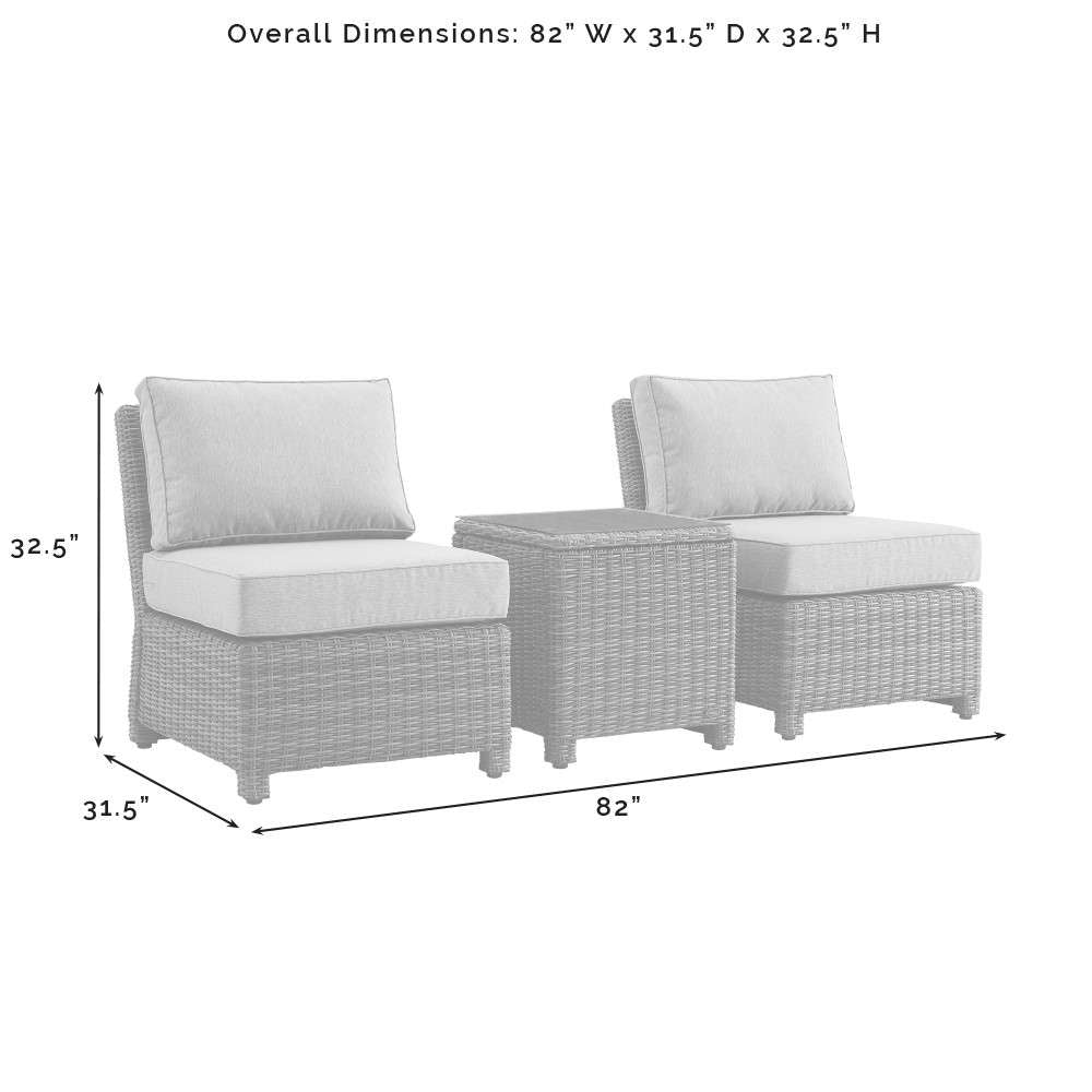 Crosley Furniture - Bradenton 3Pc Outdoor Wicker Chair Set Navy-Weathered Brown - Side Table and 2 Armless Chairs - KO70174WB-NV veiw 9