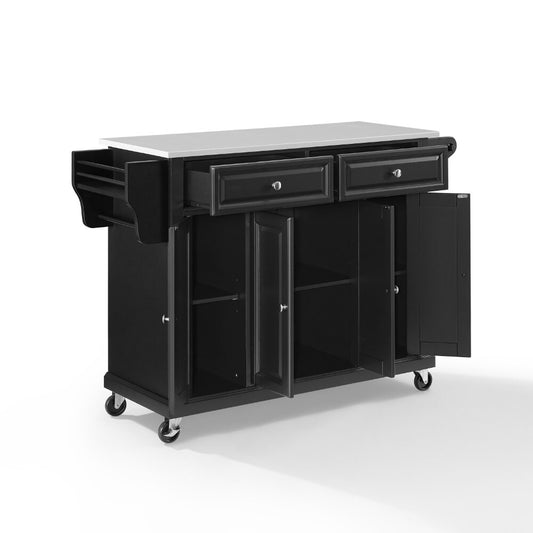 Crosley Furniture - Full Size Granite Top Kitchen Cart Black/White - KF30005EBK veiw 3