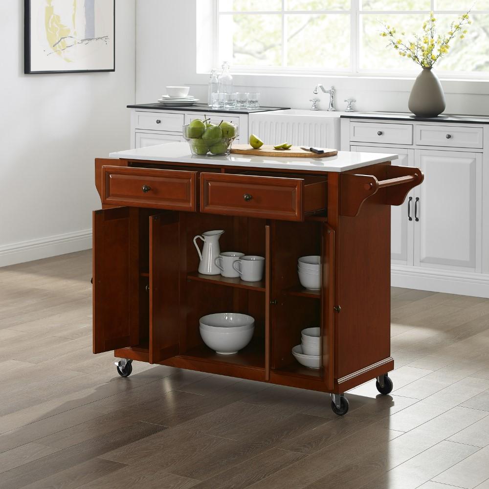 Crosley Furniture - Full Size Granite Top Kitchen Cart Cherry/White - KF30005ECH veiw 9